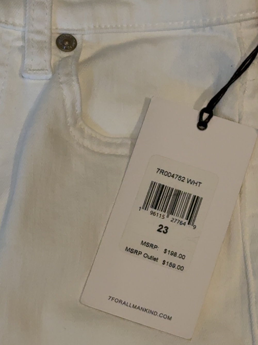 7 For All Mankind White High Waist Ankle Gwenevere, Size 23, NWT - Picture 2 of 10